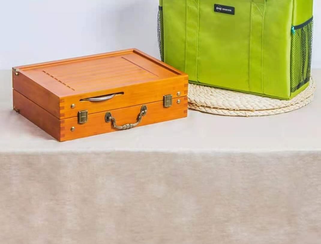 Travel Portable Kung Fu Tea Set Outdoor Ceramic Folding Tea Box with Gas Stove Kettle