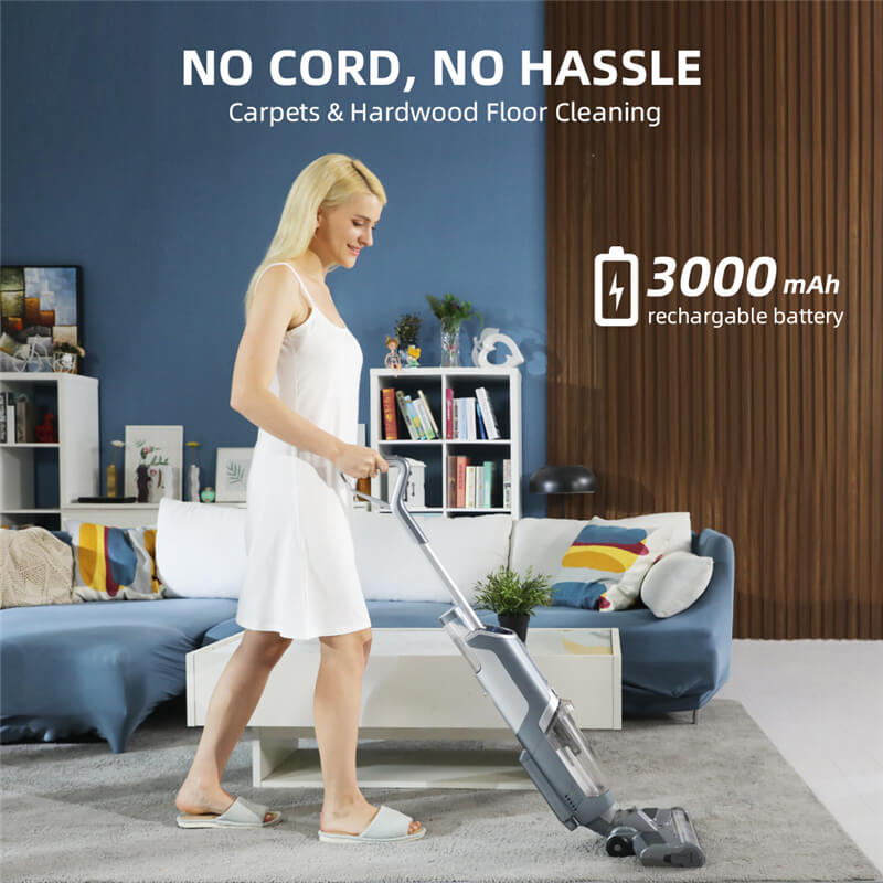 MULTI-SURFACE FLOOR CLEANER MOP - Our AlfaBot T30 floor washer equipped with soft microfiber roller brush