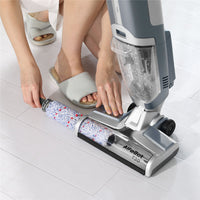 MULTI-SURFACE FLOOR CLEANER MOP - Our AlfaBot T30 floor washer equipped with soft microfiber roller brush