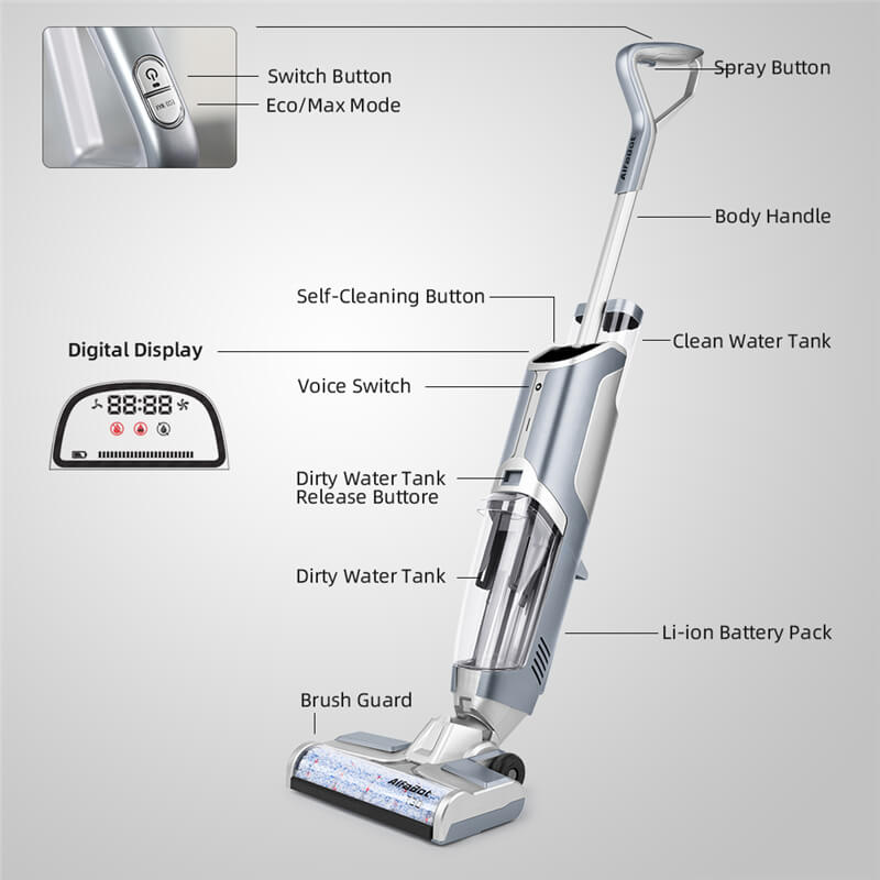 All in one sweep, mopping, and washes, smart cordless handheld wet-dry –  HUTTCLEANTECH
